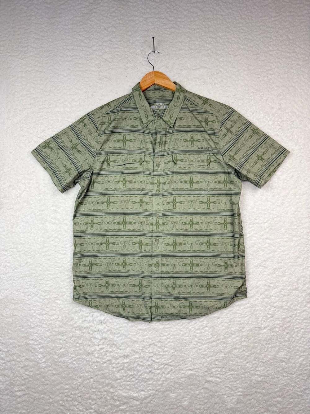 Ariat Venttek Outbound Fitted Shirt Size L Green Western